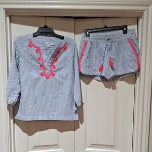 Vineyard Vines Blue Pin Stripe Top And Shorts Size XS